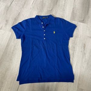 Polo Ralph Lauren women’s blue polo shirt size large stretchy cotton old money